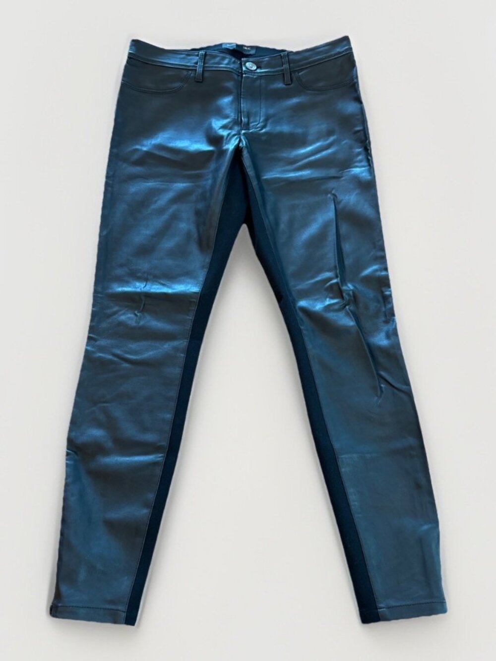 Banana Republic Sloan Faux Leather Front Pant Black Zip Ankle Sz 4 Skinny 30x29